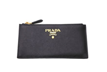 Load image into Gallery viewer, PRADA プラダ コインケース フラグメントケース メタルロゴ サフィアーノ ブラック ゴールド金具 美品 中古 59059