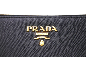 PRADA プラダ コインケース フラグメントケース メタルロゴ サフィアーノ ブラック ゴールド金具 美品 中古 59059