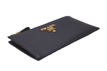 Load image into Gallery viewer, PRADA プラダ コインケース フラグメントケース メタルロゴ サフィアーノ ブラック ゴールド金具 美品 中古 59059