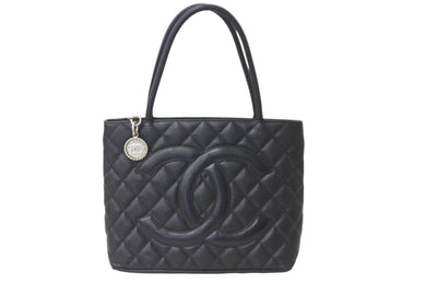 極美品 CHANEL シャネル トートバッグ 復刻トート キャビアスキン A01804 7番台 2002年頃 ココマーク シルバープレート 中古 59067