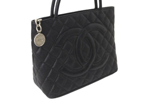 極美品 CHANEL シャネル トートバッグ 復刻トート キャビアスキン A01804 7番台 2002年頃 ココマーク シルバープレート 中古 59067