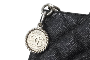 極美品 CHANEL シャネル トートバッグ 復刻トート キャビアスキン A01804 7番台 2002年頃 ココマーク シルバープレート 中古 59067