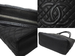 極美品 CHANEL シャネル トートバッグ 復刻トート キャビアスキン A01804 7番台 2002年頃 ココマーク シルバープレート 中古 59067