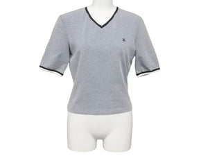 CHANEL シャネル 半袖 Tシャツ ナイロン スパンデックス グレー サイズ38 P10692V06479 H0098 Vネック ココマーク 美品 中古