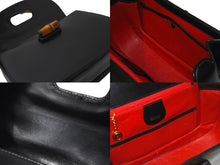 Load image into Gallery viewer, GUCCI グッチ 2WAYハンドバッグ ショルダーバッグ バンブー オールドグッチ ミラー付き カーフ ブラック ゴールド 美品 中古 59080