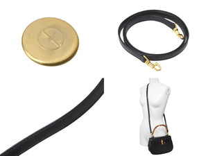 GUCCI グッチ 2WAYハンドバッグ ショルダーバッグ バンブー オールドグッチ ミラー付き カーフ ブラック ゴールド 美品 中古 59080