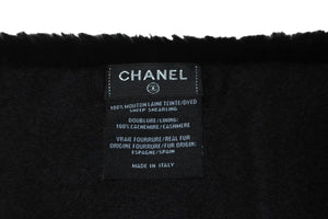 新品未使用 CHANEL シャネル マフラー AA7074 シアリング カシミヤ ムートン ファー ブラック ダークグレー ホワイト 59082