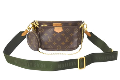 LOUIS VUITTON ルイヴィトン ショルダーバッグ M44813 ミュルティ ポシェット アクセソワール マロン カーキ 良品 中古 59104