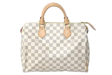 新品同様 LOUIS VUITTON ルイヴィトン スピーディ30 ダミエ アズール N41533 ホワイト ベージュ 中古 59105