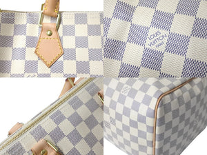 新品同様 LOUIS VUITTON ルイヴィトン スピーディ30 ダミエ アズール N41533 ホワイト ベージュ 中古 59105