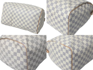 新品同様 LOUIS VUITTON ルイヴィトン スピーディ30 ダミエ アズール N41533 ホワイト ベージュ 中古 59105
