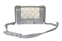 Load image into Gallery viewer, CHANEL シャネル ショルダーバッグ ボーイシャネル A92098 グレー ビニール 19番台 ビンテージシルバー金具 美品 中古 59115