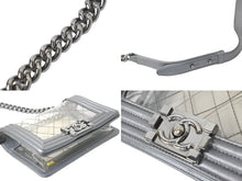 Load image into Gallery viewer, CHANEL シャネル ショルダーバッグ ボーイシャネル A92098 グレー ビニール 19番台 ビンテージシルバー金具 美品 中古 59115