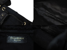 画像をギャラリービューアに読み込む, YVES SAINT LAURENT イヴサンローラン カハラ トートバッグ 121627 ブラック コットンキャンバス レザー 良品 中古 59119 