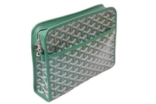 Load image into Gallery viewer, 極美品 GOYARD ゴヤール クラッチバッグ ジュバンス MM ポーチ グリーン ゴヤールディンキャンバス シルバー金具 中古 59122
