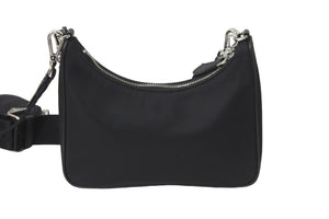 PRADA プラダショルダーバッグ ホーボー ポシェット ポーチ ストラップ付き 2005年再版 1BH204 シルバー金具 美品 中古 59125 