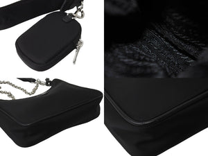 PRADA プラダショルダーバッグ ホーボー ポシェット ポーチ ストラップ付き 2005年再版 1BH204 シルバー金具 美品 中古 59125 