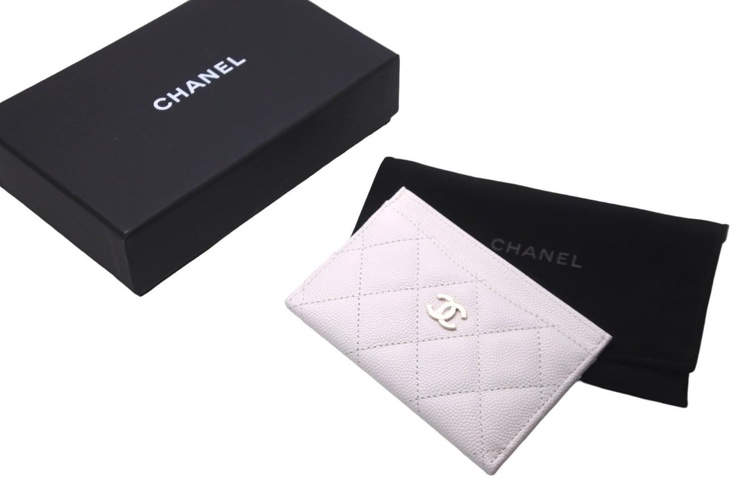 新品未使用 CHANEL シャネル カードケース ココマーク 28番台 ホワイト グレインドカーフスキン AP0213 シルバー金具 中古 59128