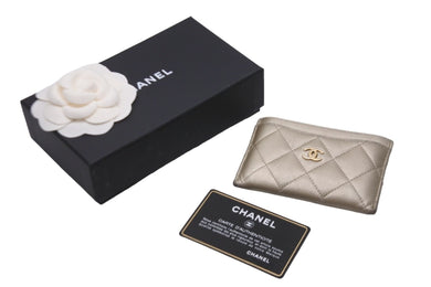 CHANEL シャネル カードケース ココマーク 22番台 ベージュ グレインドカーフスキン ゴールド金具 良品 中古 59136