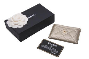 CHANEL シャネル カードケース ココマーク 22番台 ベージュ グレインドカーフスキン ゴールド金具 良品 中古 59136