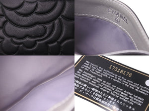 CHANEL シャネル カードケース ココマーク カメリア 17番台 ブラック シルバー金具 美品 中古 59137