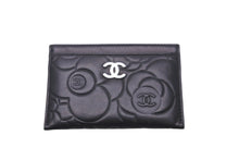 Load image into Gallery viewer, CHANEL シャネル カードケース ココマーク カメリア 17番台 ブラック シルバー金具 美品 中古 59137
