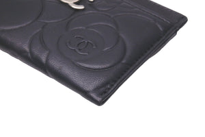 CHANEL シャネル カードケース ココマーク カメリア 17番台 ブラック シルバー金具 美品 中古 59137