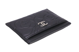 CHANEL シャネル カードケース ココマーク カメリア 17番台 ブラック シルバー金具 美品 中古 59137