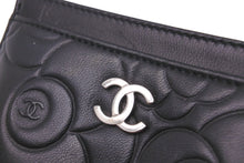 Load image into Gallery viewer, CHANEL シャネル カードケース ココマーク カメリア 17番台 ブラック シルバー金具 美品 中古 59137