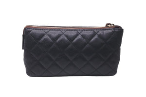CHANEL シャネル ポーチ コスメポーチ 化粧ポーチ マトラッセ キャビアスキン 21番台 A69259 ゴールド金具 美品 中古 59138