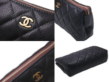 Load image into Gallery viewer, CHANEL シャネル ポーチ コスメポーチ 化粧ポーチ マトラッセ キャビアスキン 21番台 A69259 ゴールド金具 美品 中古 59138