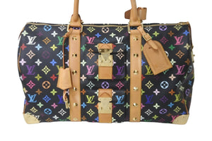 極美品 ルイヴィトン LOUIS VUITTON キーポル45 ボストンバッグ ブラック 村上隆 マルチカラー 黒 M92640 中古 59141