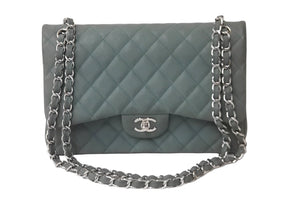 CHANEL シャネル チェーンショルダーバッグ デカマトラッセ A58600 17番台 2013年 キャビアスキン ブルー シルバー 良品 中古 59147