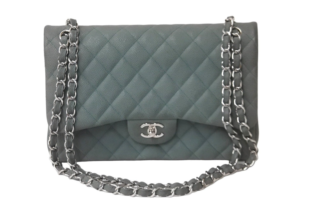 CHANEL シャネル チェーンショルダーバッグ デカマトラッセ A58600 17番台 2013年 キャビアスキン ブルー シルバー 良品 中古 59147