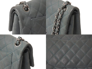 CHANEL シャネル チェーンショルダーバッグ デカマトラッセ A58600 17番台 2013年 キャビアスキン ブルー シルバー 良品 中古 59147