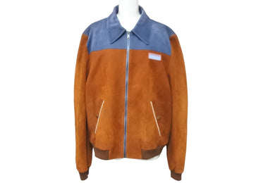 PRADA プラダ ジャケット スエード ツートーン ブラウン ブルー 羊革 レーヨン サイズ50 19SS UPW222 1FEK 美品 中古 59154