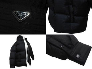 PRADA プラダ ダウンジャケット リサイクルナイロン ブラック フード付き サイズ38 292052 S222 11FC 美品 中古 59155 