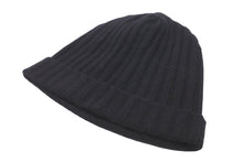 Load image into Gallery viewer, 極美品 CHROME HEARTS クロムハーツ CH プラス ニットキャップ ブラック クロス レザー パッチ ビーニー カシミヤ 中古 59164