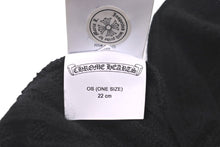 Load image into Gallery viewer, 極美品 CHROME HEARTS クロムハーツ CH プラス ニットキャップ ブラック クロス レザー パッチ ビーニー カシミヤ 中古 59164