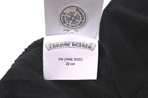 極美品 CHROME HEARTS クロムハーツ CH プラス ニットキャップ ブラック クロス レザー パッチ ビーニー カシミヤ 中古 59164