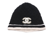 Load image into Gallery viewer, 極美品 CHANEL シャネル ニットキャップ ビーニー ココマーク カシミヤ100% ブラック ホワイト 中古 59165
