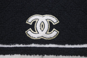極美品 CHANEL シャネル ニットキャップ ビーニー ココマーク カシミヤ100% ブラック ホワイト 中古 59165