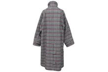 Load image into Gallery viewer, PLAN C プラン シー ロングコート チンウォーマ 袖ベルト チェック 千鳥柄 ウール グレー レッド サイズ38 美品 中古 59172