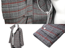 Load image into Gallery viewer, PLAN C プラン シー ロングコート チンウォーマ 袖ベルト チェック 千鳥柄 ウール グレー レッド サイズ38 美品 中古 59172