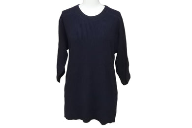 JIL SANDER ジルサンダー 七分袖 セーター ニット ネイビー ウール ビスコース JSUO751022 48 美品 中古 59178