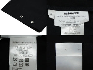 JIL SANDER ジルサンダー ジップトラウザーパンツ スラックス ジップポケット ブラック ウール 48 JSMP311631 良品 中古 59180