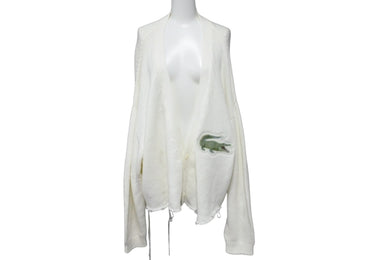 dublet タブレット ニット セーター 3D パッチ プルオーバー 胸ワニワッペン 裾カットオフ 2019SS ホワイト M 良品 中古 59182