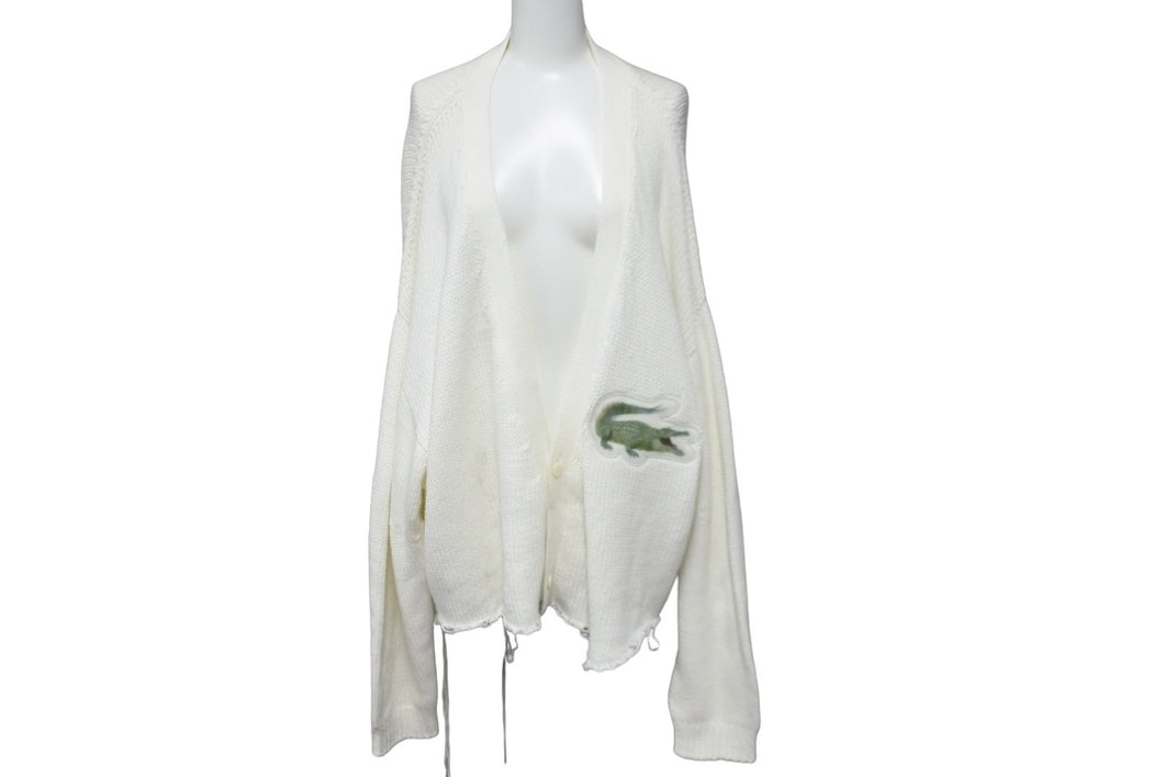 dublet タブレット ニット セーター 3D パッチ プルオーバー 胸ワニワッペン 裾カットオフ 2019SS ホワイト M 良品 中古 59182