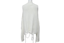 Load image into Gallery viewer, dublet タブレット ニット セーター 3D パッチ プルオーバー 胸ワニワッペン 裾カットオフ 2019SS ホワイト M 良品 中古 59182