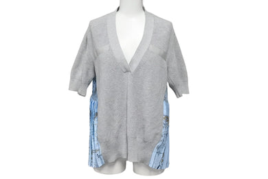 Sacai × Dr.Woo サカイ × ドクターウー ニット 半袖シャツ セーター バンダナ柄 サンプル品 グレー ブルー 美品 中古 59185 